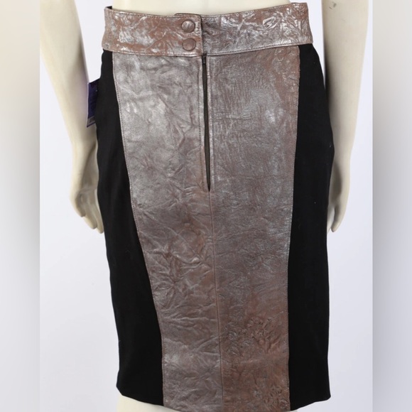 Catherine Malandrino Black Leather-Panel Pencil Skirt - Picture 4 of 5